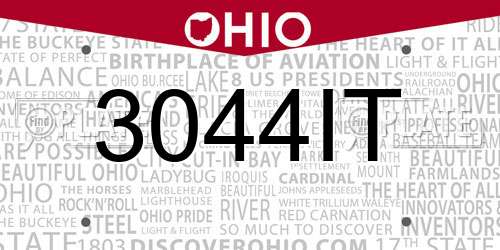 3044IT Ohio License Plate