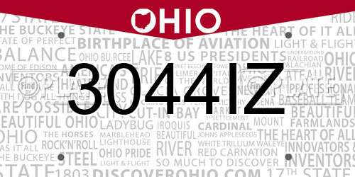 3044IZ Ohio License Plate