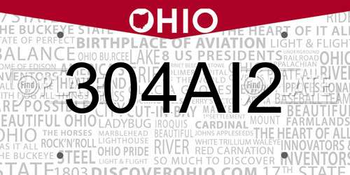 304AI2 Ohio License Plate