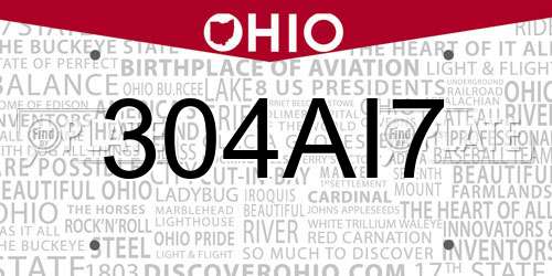 304AI7 Ohio License Plate
