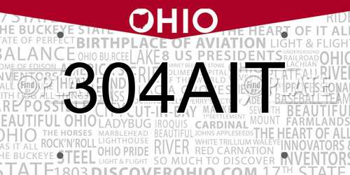 304AIT Ohio License Plate