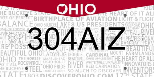 304AIZ Ohio License Plate