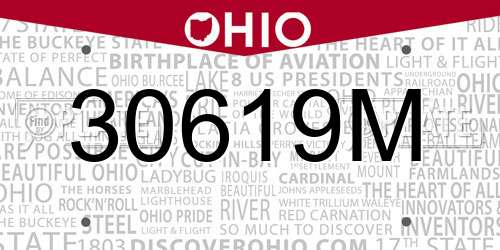 30619M Ohio License Plate