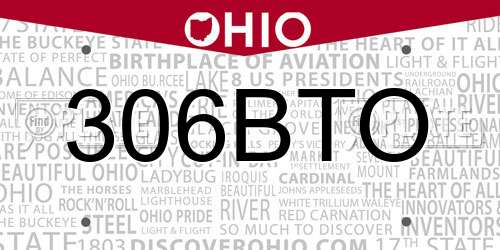 306BTO Ohio License Plate