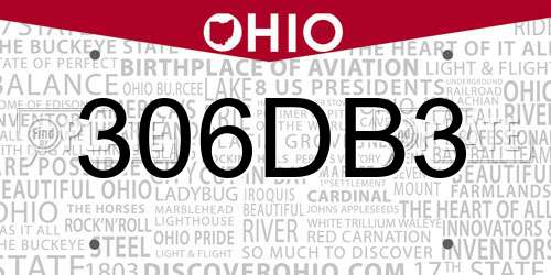 306DB3 Ohio License Plate