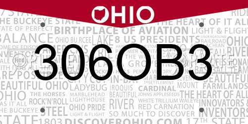 306OB3 Ohio License Plate
