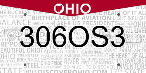 306OS3 Ohio License Plate