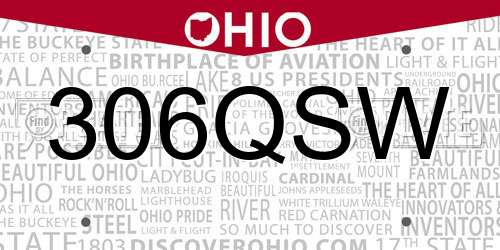 306QSW Ohio License Plate