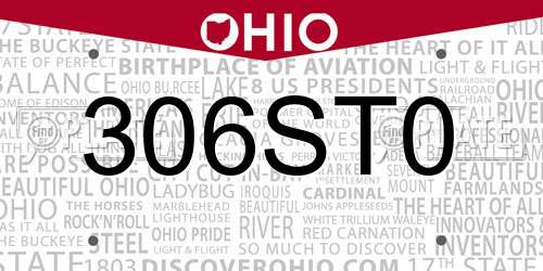 306ST0 Ohio License Plate