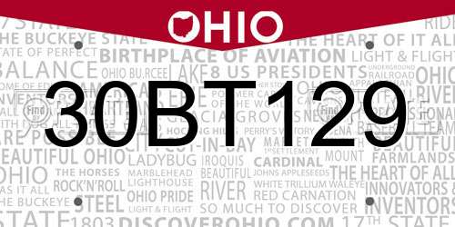 30BT129 Ohio License Plate
