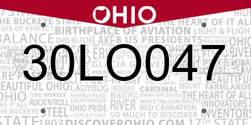 30LO047 Ohio License Plate