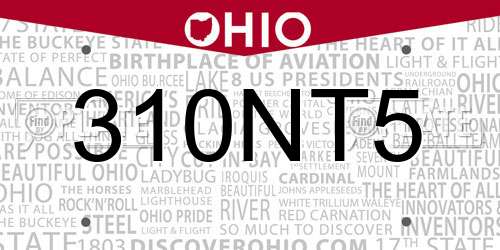 310NT5 Ohio License Plate