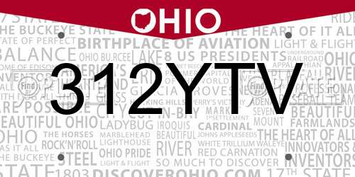 312YTV Ohio License Plate