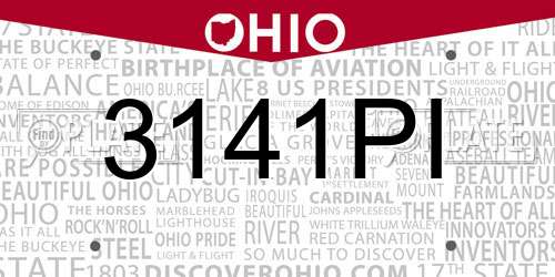 3141PI Ohio License Plate