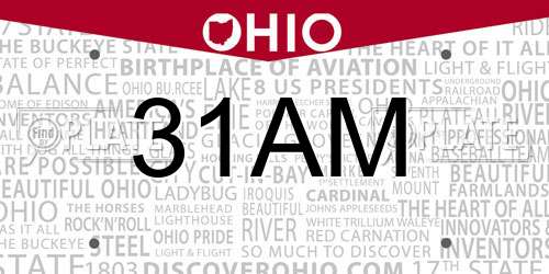 31AM Ohio License Plate