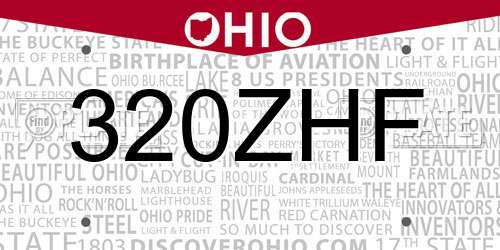 320ZHF Ohio License Plate