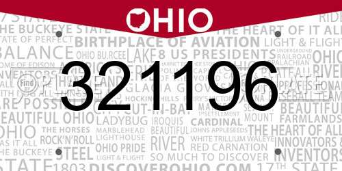 321196 Ohio License Plate