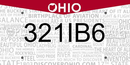 321IB6 Ohio License Plate