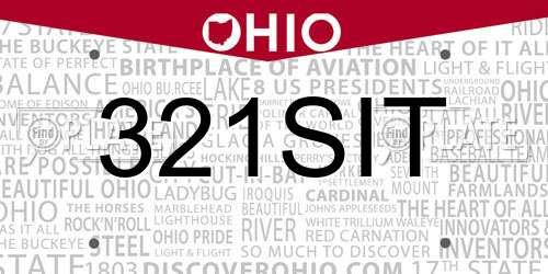 321SIT Ohio License Plate