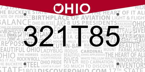 321T85 Ohio License Plate