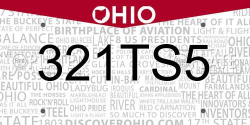 321TS5 Ohio License Plate