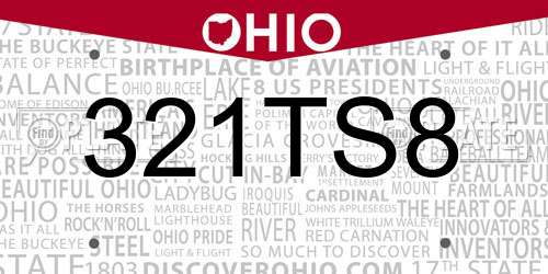 321TS8 Ohio License Plate