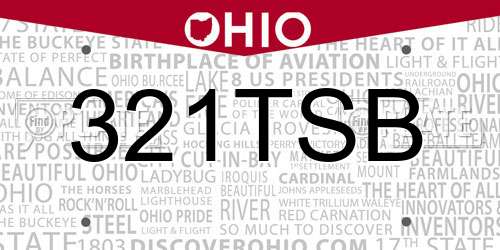 321TSB Ohio License Plate