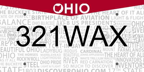 321WAX Ohio License Plate