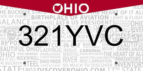 321YVC Ohio License Plate