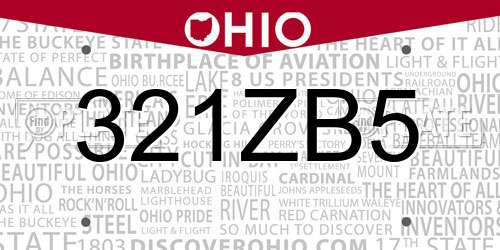 321ZB5 Ohio License Plate