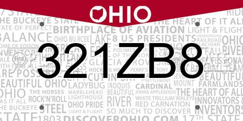 321ZB8 Ohio License Plate