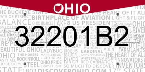 32201B2 Ohio License Plate
