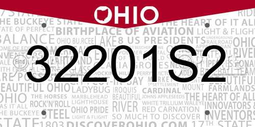 32201S2 Ohio License Plate