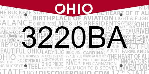 3220BA Ohio License Plate