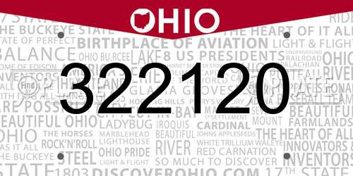 322120 Ohio License Plate