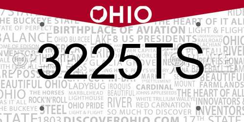 3225TS Ohio License Plate