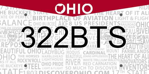 322BTS Ohio License Plate