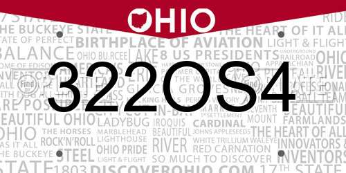 322OS4 Ohio License Plate