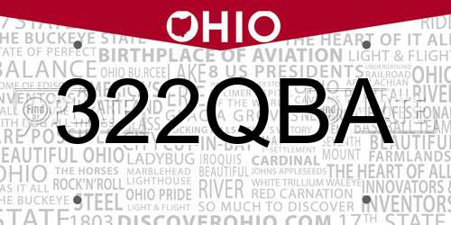 322QBA Ohio License Plate