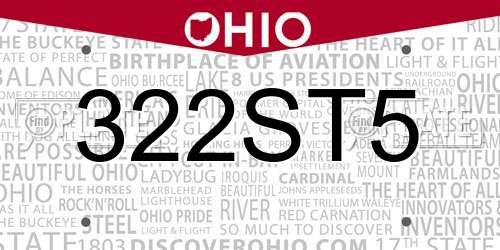 322ST5 Ohio License Plate