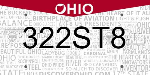 322ST8 Ohio License Plate