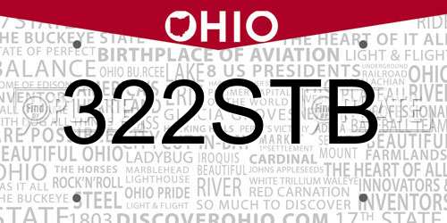 322STB Ohio License Plate