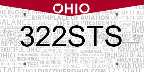 322STS Ohio License Plate