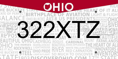 322XTZ Ohio License Plate
