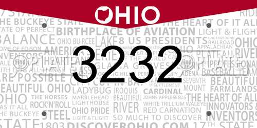 3232 Ohio License Plate