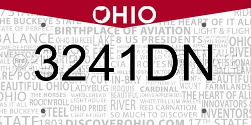 3241DN Ohio License Plate
