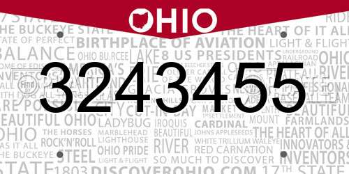 3243455 Ohio License Plate