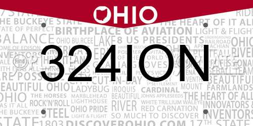 324ION Ohio License Plate