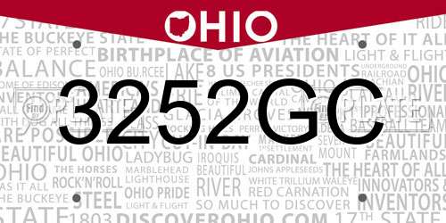 3252GC Ohio License Plate