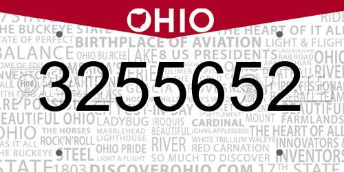 3255652 Ohio License Plate
